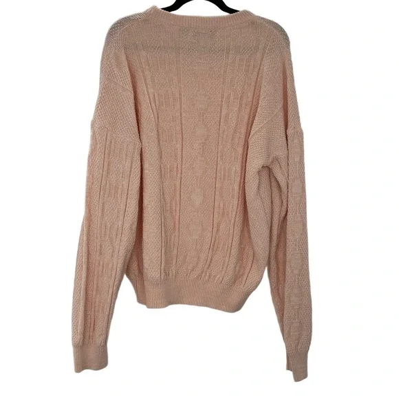 Mcgregor Women's Pink Textured Knit Vintage Crewneck Pullover Sweater Size XL - Picture 3 of 9